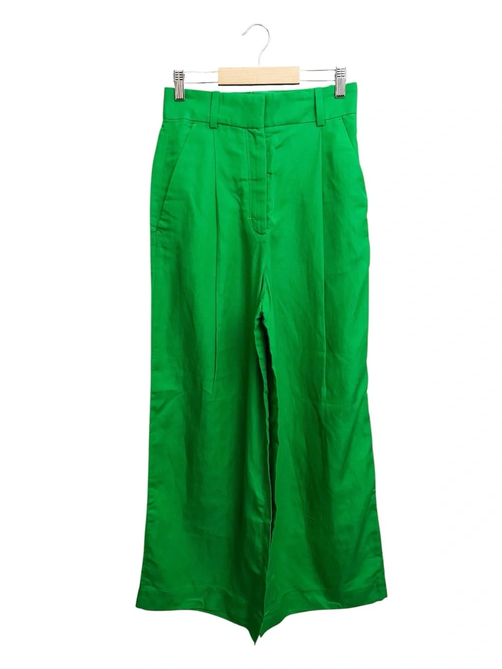 NWT COS High Waisted Wide Leg Trouser Pants Green